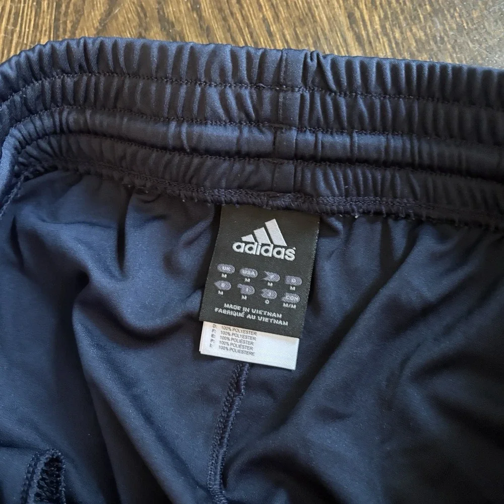 Vintage 2000s Adidas Track Pants Mens M Navy Blue Gray 3 Stripe Baggy Warmup